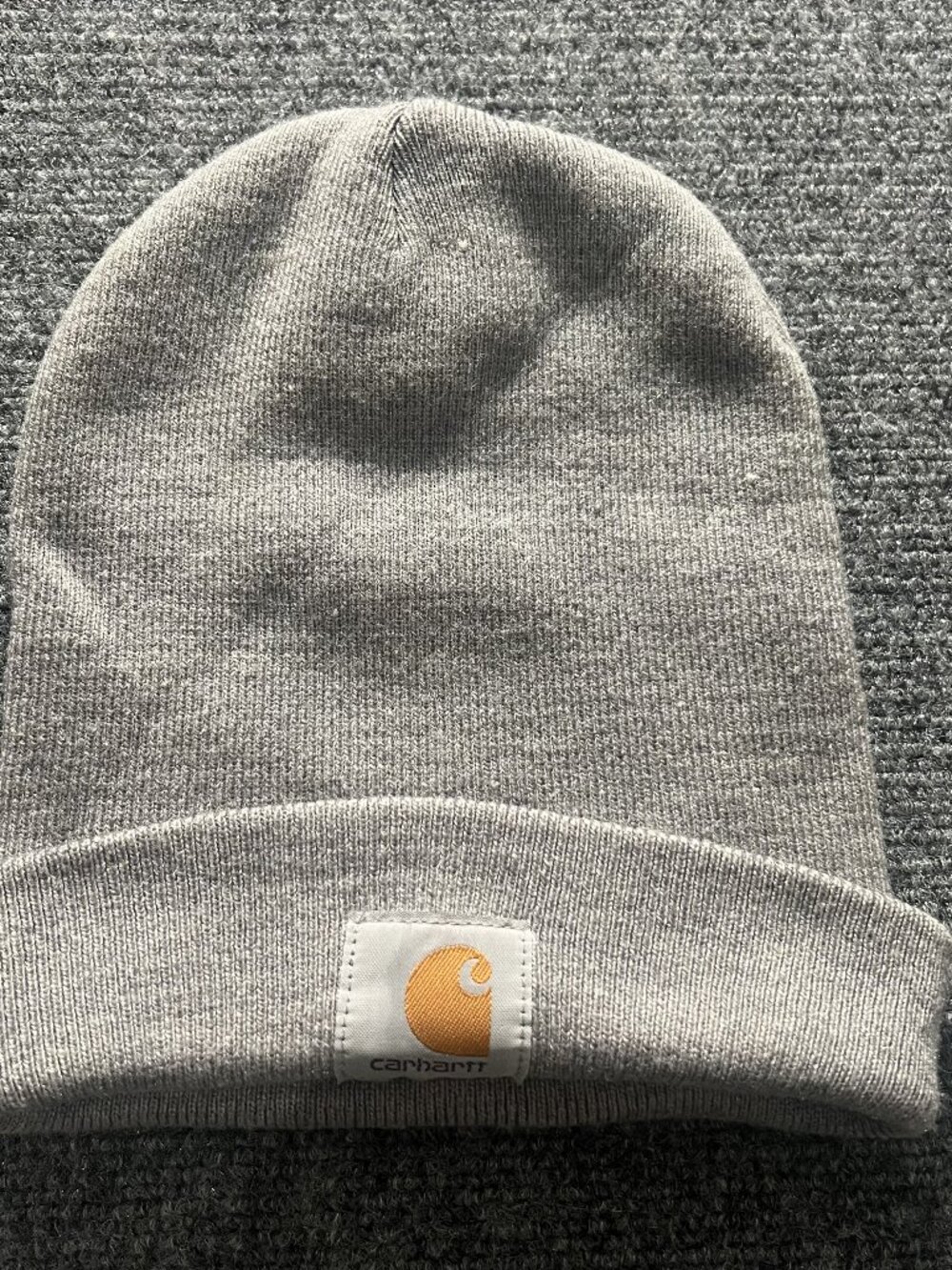 Carhartt Cuffed Knit Beanie Unisex One Size Heather Gray Logo Patch